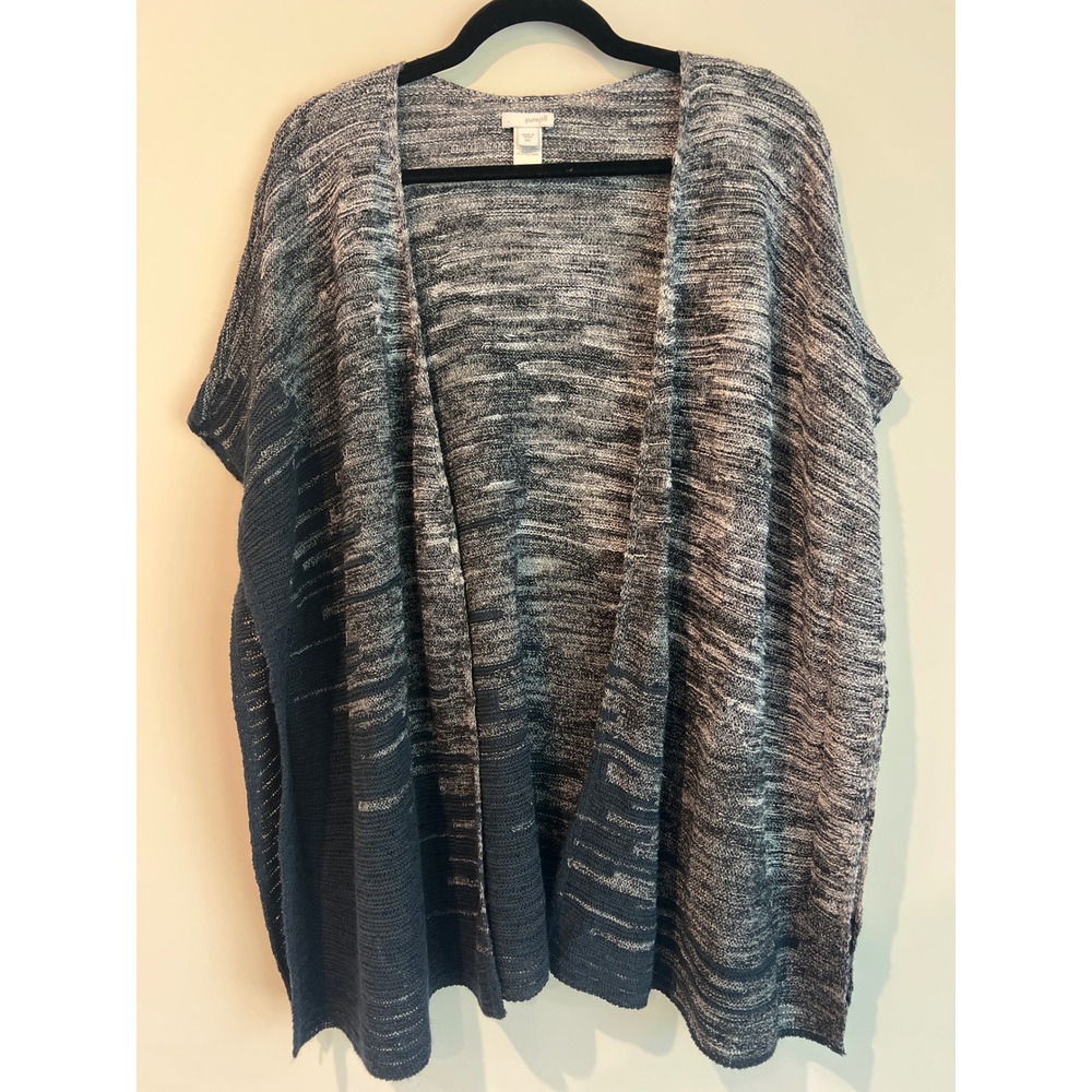 Pure Jill Ombre Knit Open Front Kimono Cardigan Sweater Shades Of Gray M/L